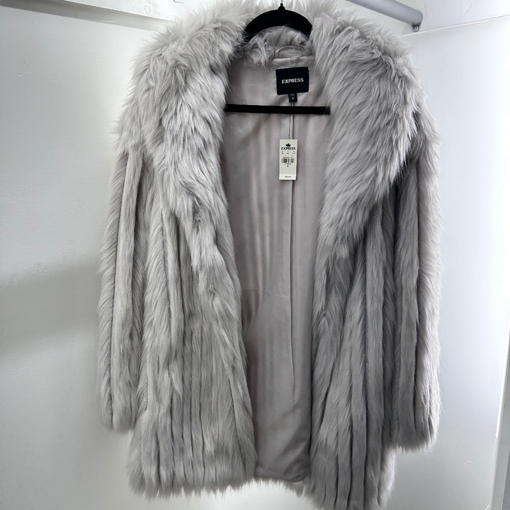 Express Faux Fur Coat New